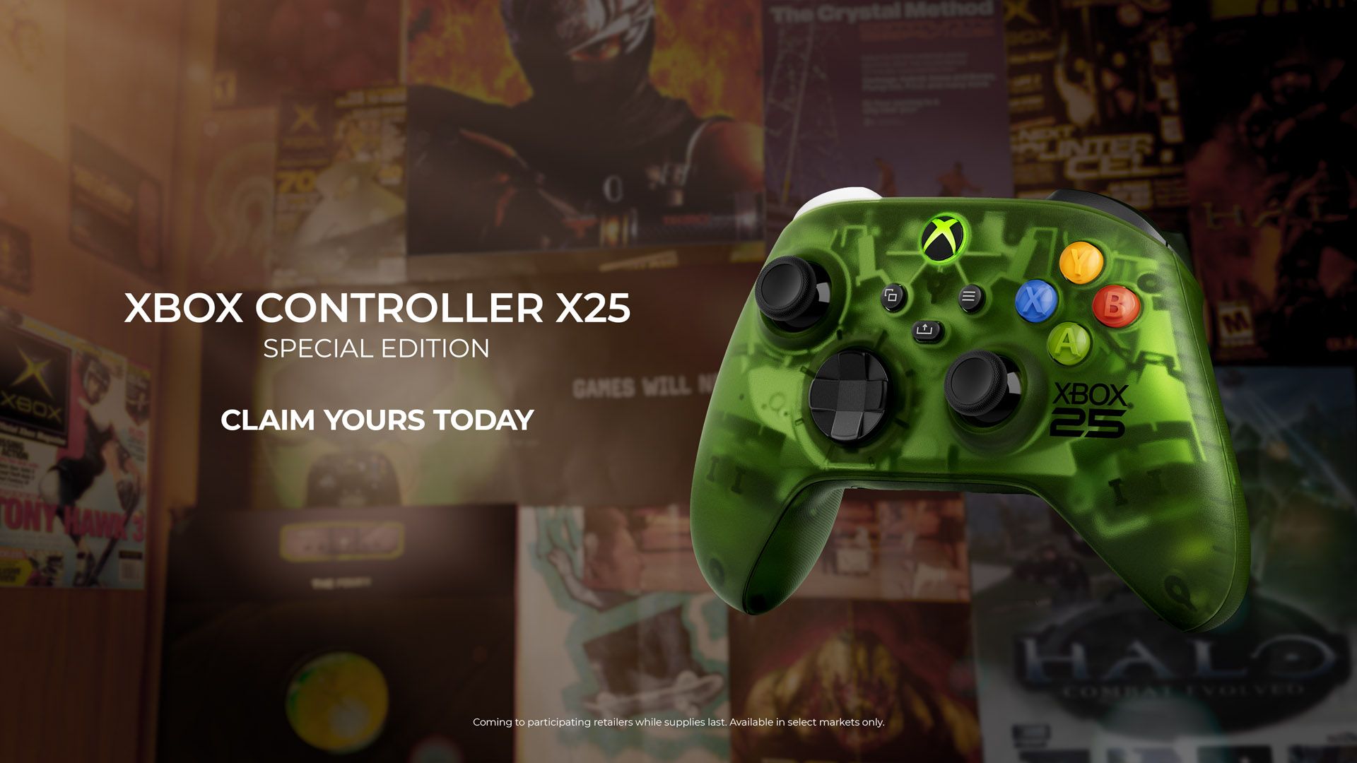 Official Xbox Wire image showing the Xbox Wireless Controller X25 Special Edition in translucent green.