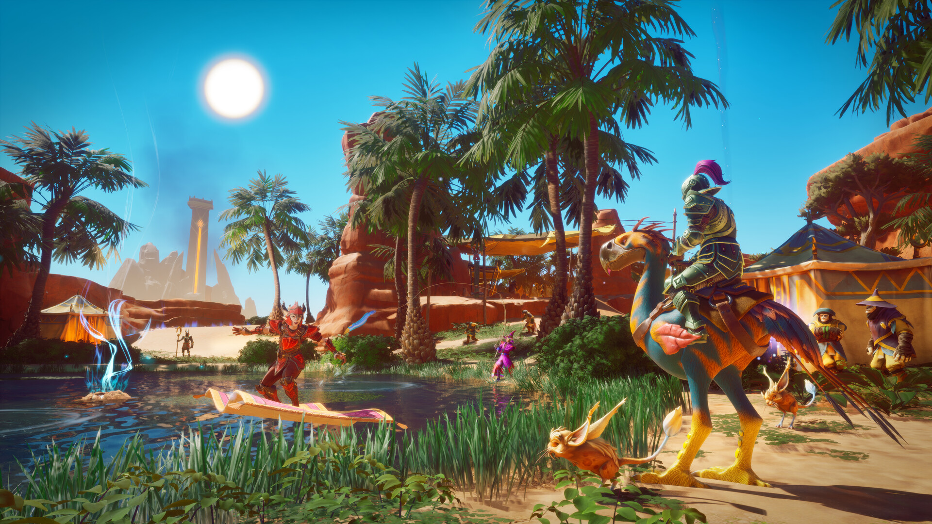 Official RuneScape: Dragonwilds Steam screenshot showing a group of adventurers fighting through a rocky outdoor area.