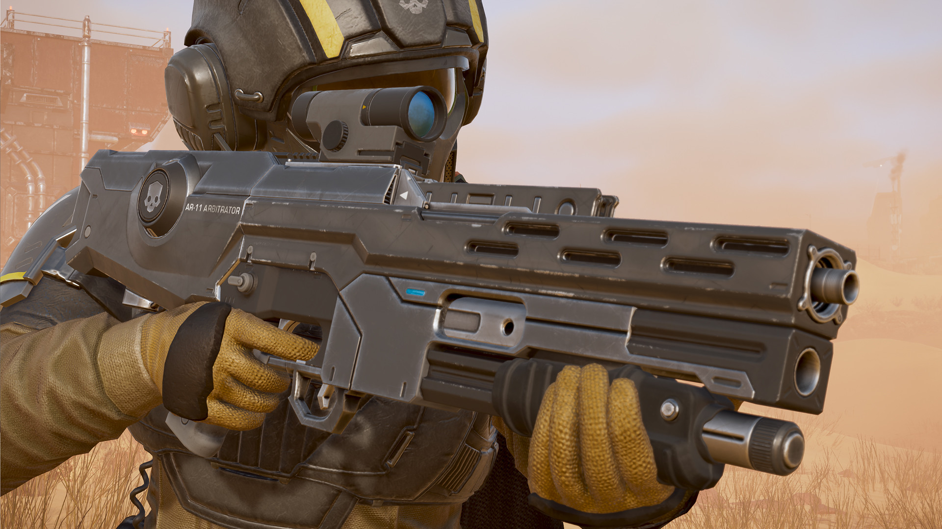 Official Helldivers 2 image of the AR-11 Arbitrator rifle from the Ironclad Democracy Warbond.