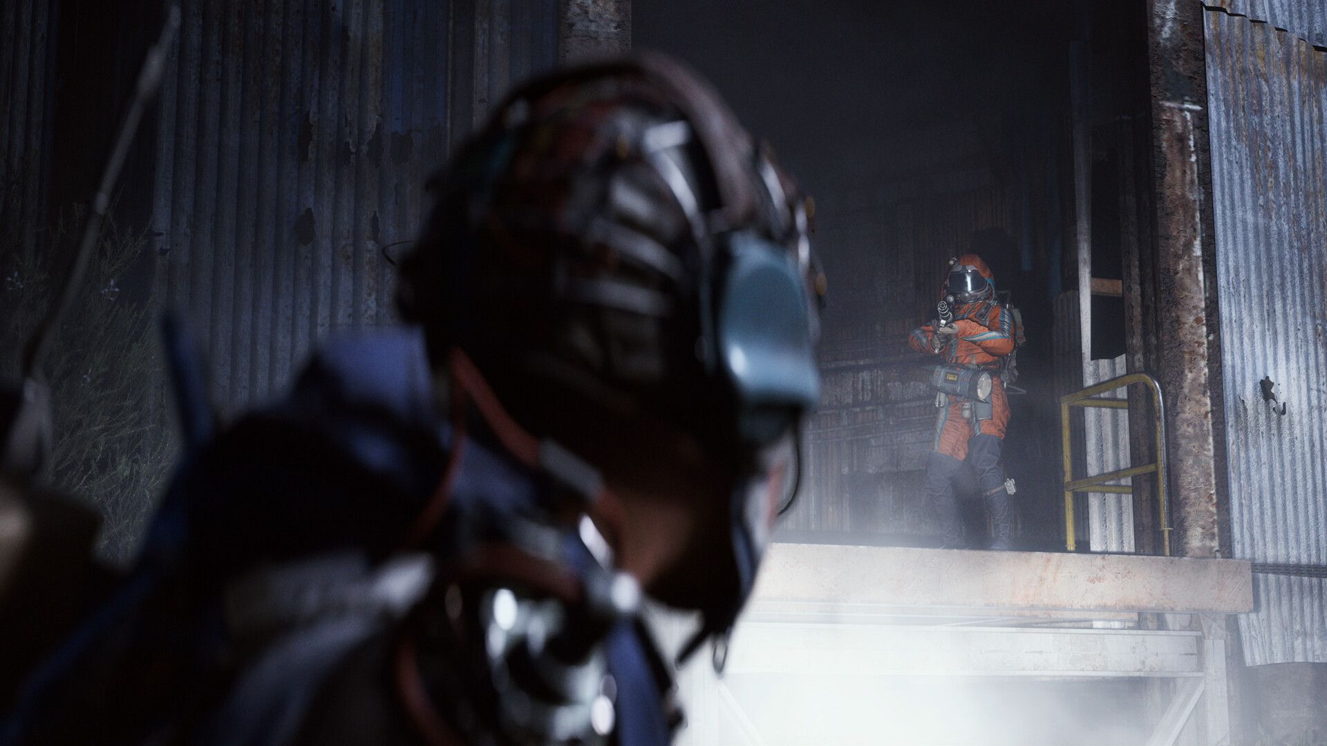 Official ARC Raiders screenshot from Steam showing armed players moving through an overgrown combat zone.