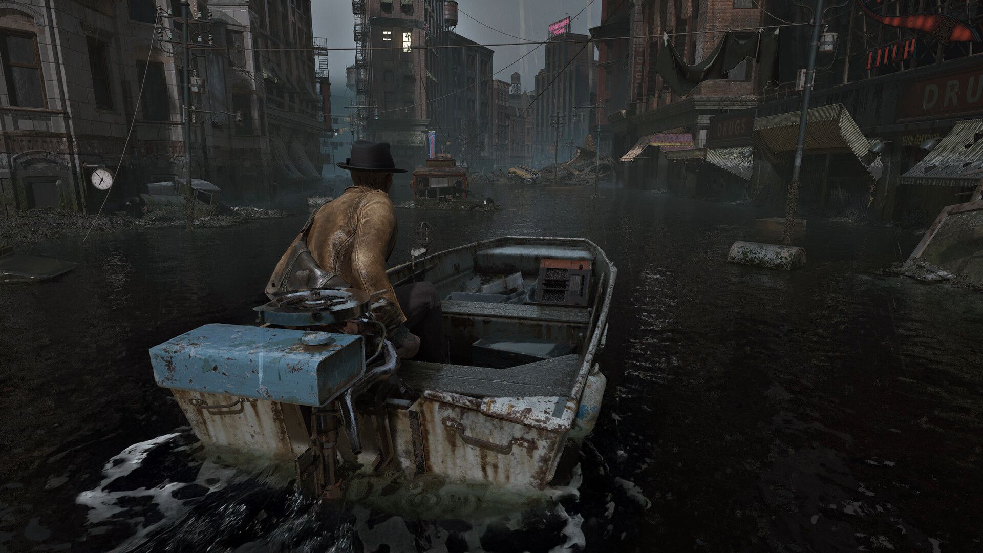Official The Sinking City 2 screenshot showing the game's flooded survival-horror setting from the Steam page.