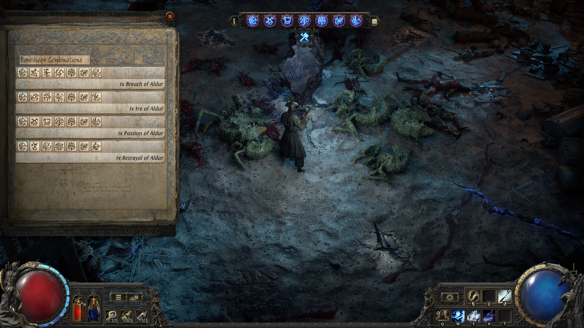 Official Path of Exile 2 Steam screenshot showing a spell-heavy battle with large enemy groups and bright effects.