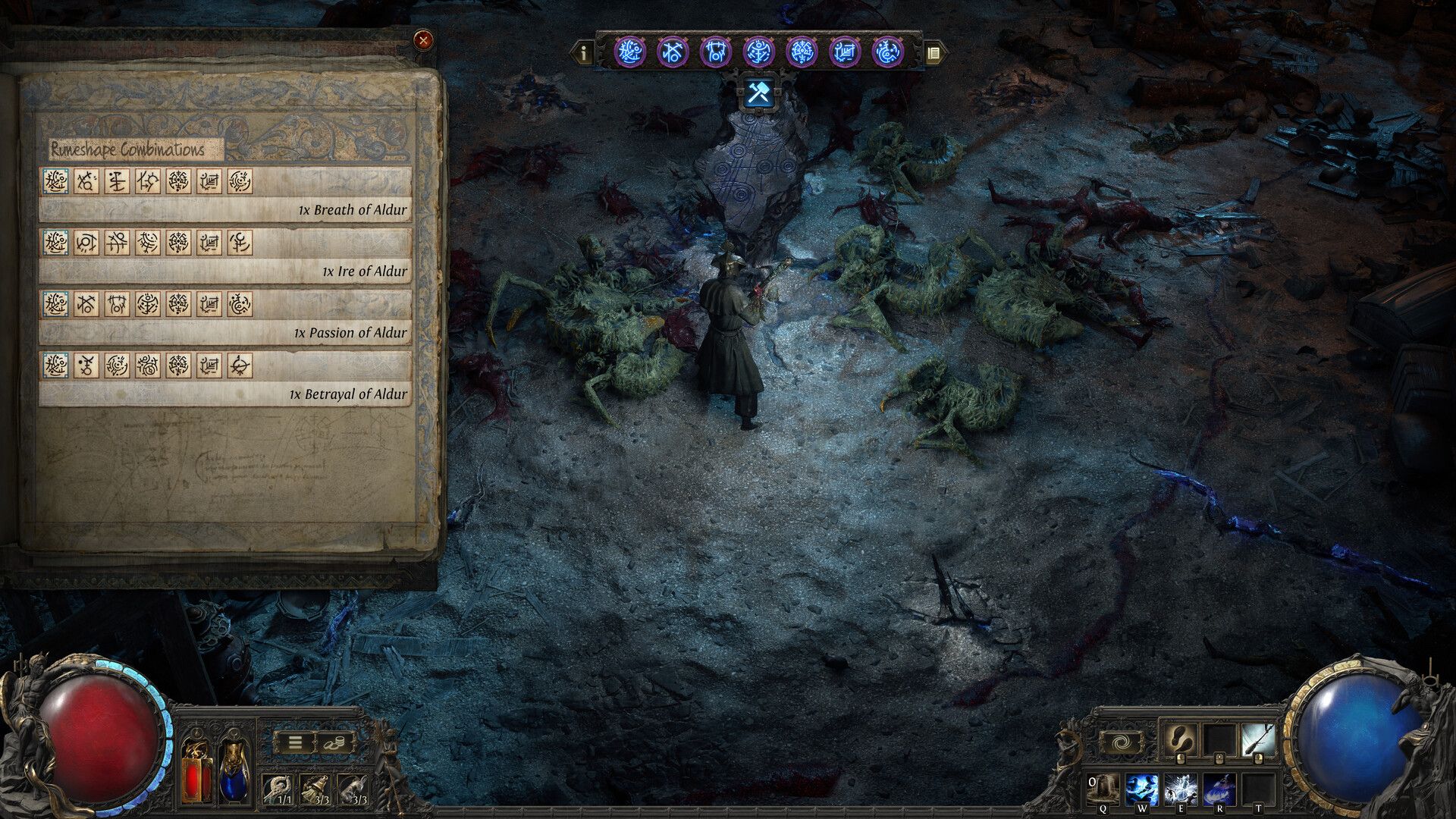 Official Path of Exile 2 Steam screenshot showing a spell-heavy battle with large enemy groups and bright effects.