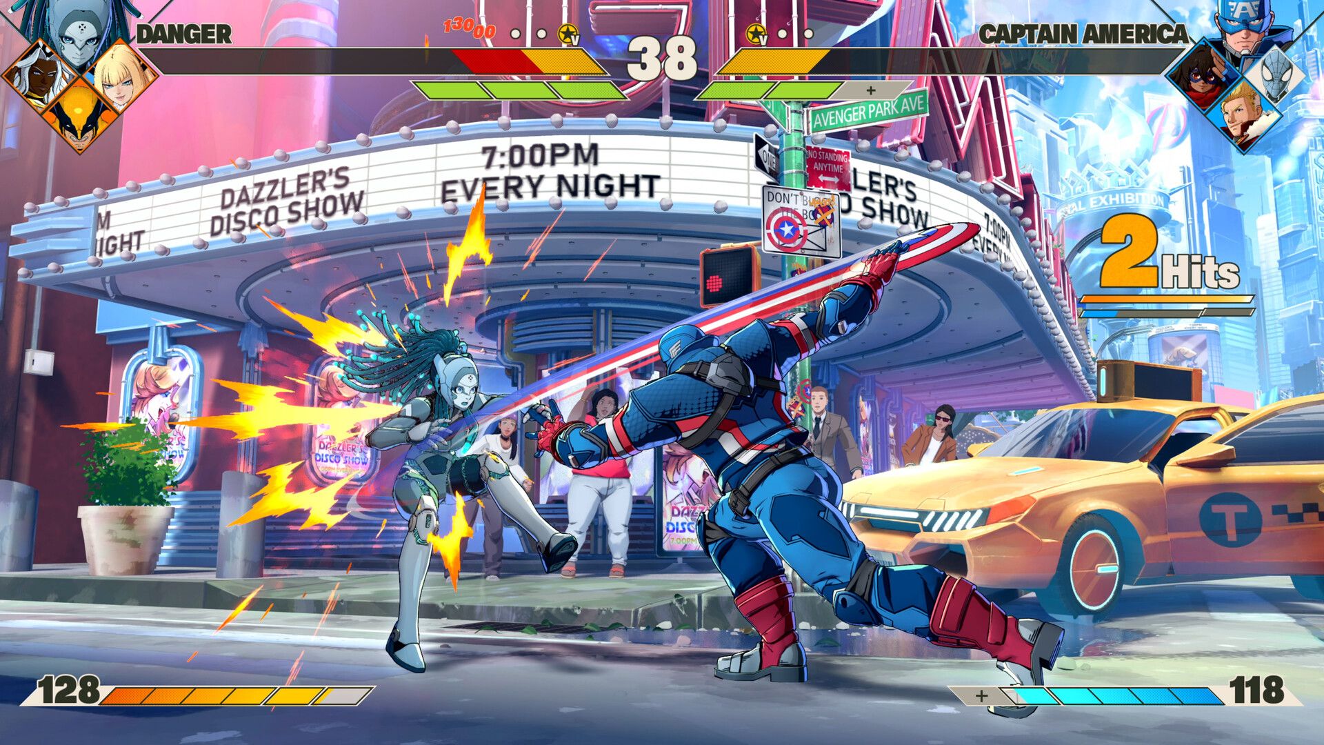 Official MARVEL Tōkon: Fighting Souls screenshot from Steam showing multiple fighters in a bright comic-book arena.
