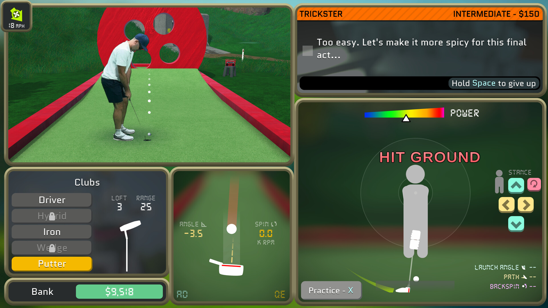 Official Normal Golf Game screenshot showing a golf ball flying across a rugged course.
