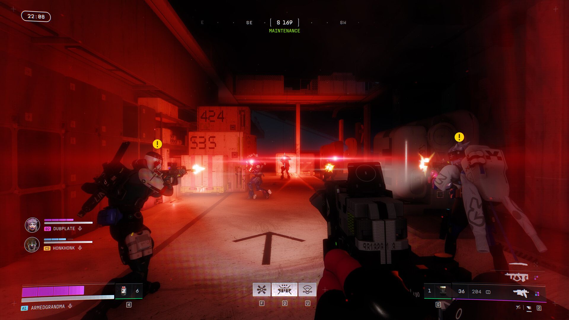 Official Marathon screenshot from Steam showing a runner moving through a futuristic industrial environment.