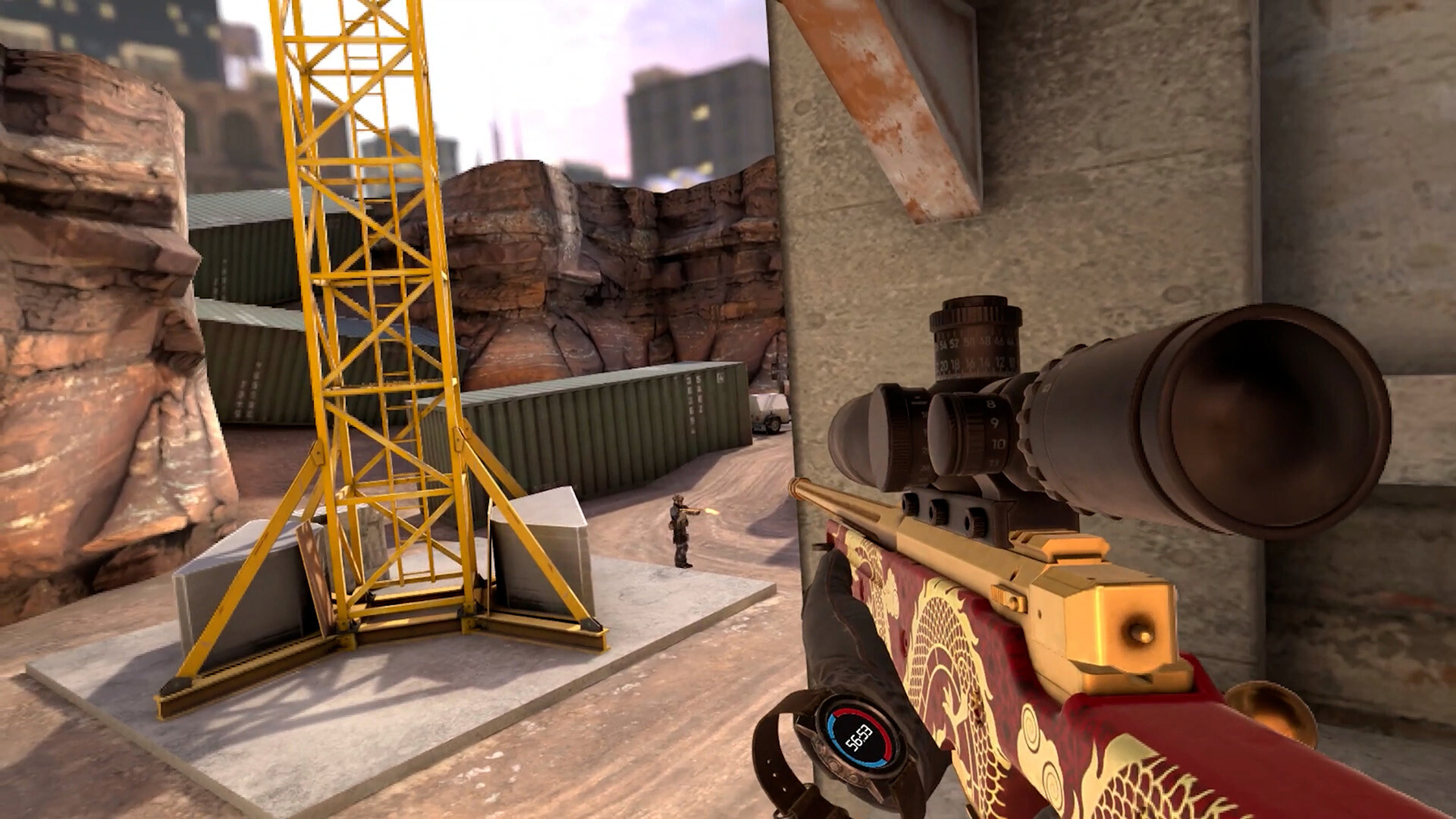 Official Pavlov Shack screenshot showing two armed VR characters in a bright urban combat scene.