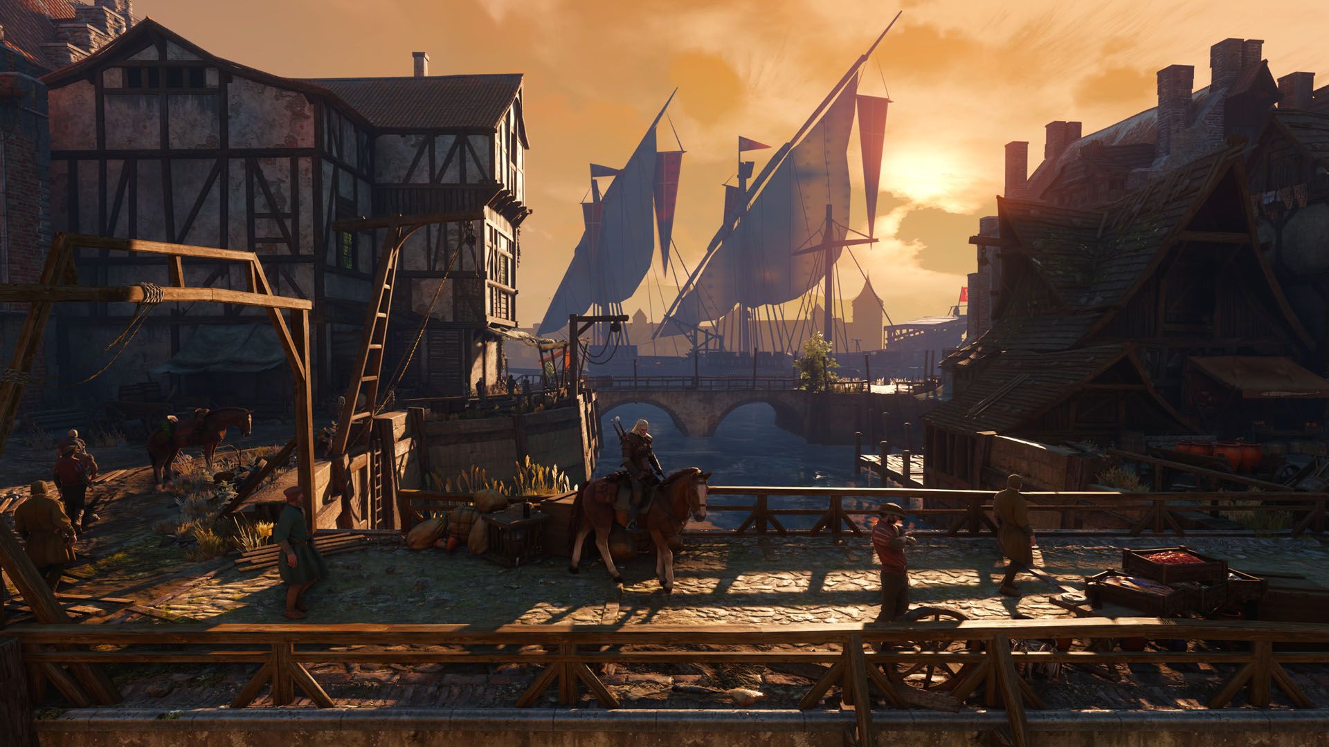 Official Xbox Wire screenshot showing a city vista from The Witcher 3 Remastered.