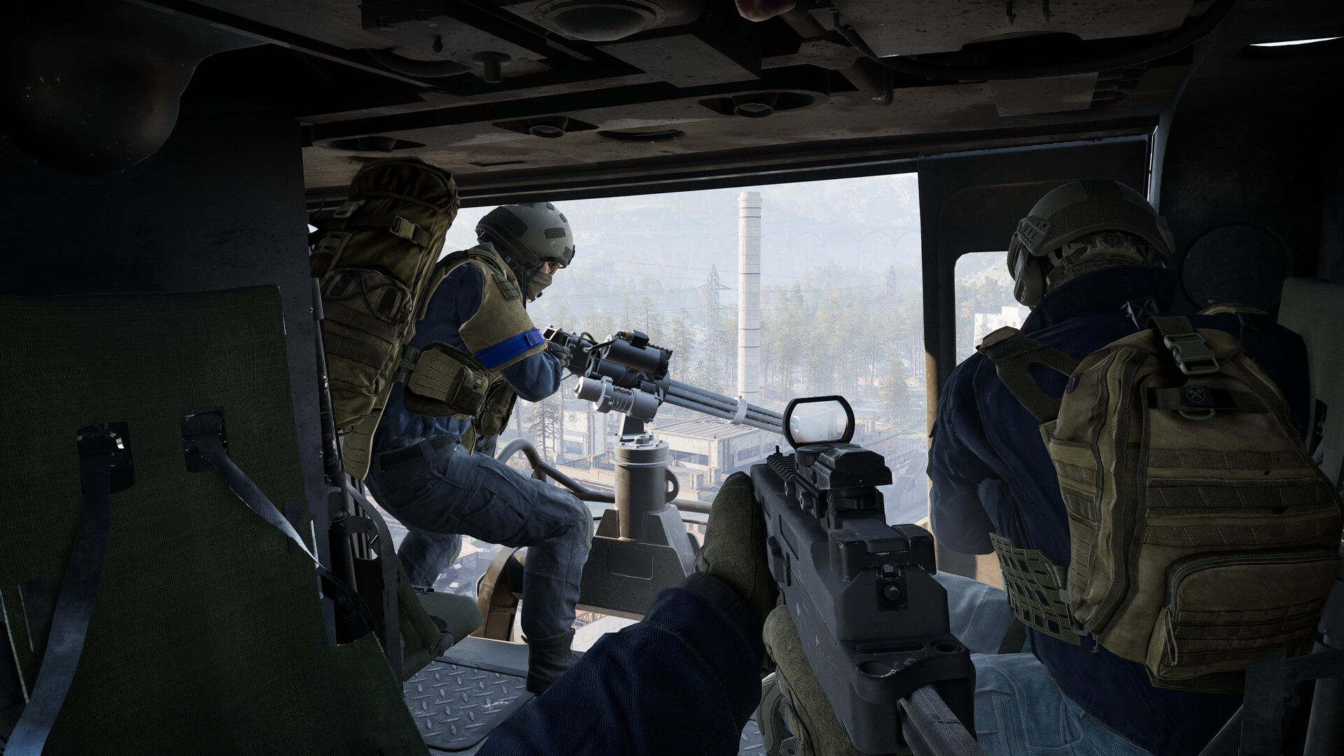 Official WARDOGS screenshot showing a player aiming across a battlefield from cover.