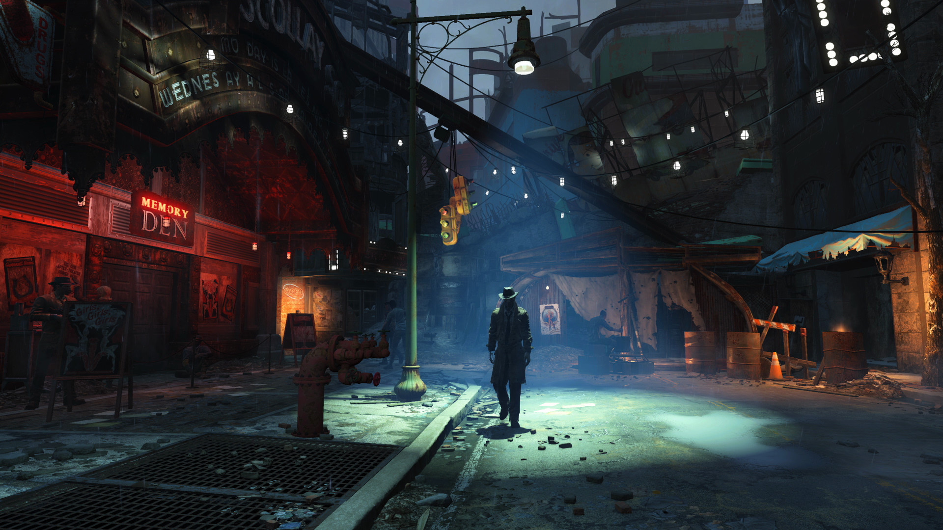 Official Fallout 4 Steam screenshot showing a combat scene in a ruined urban area.