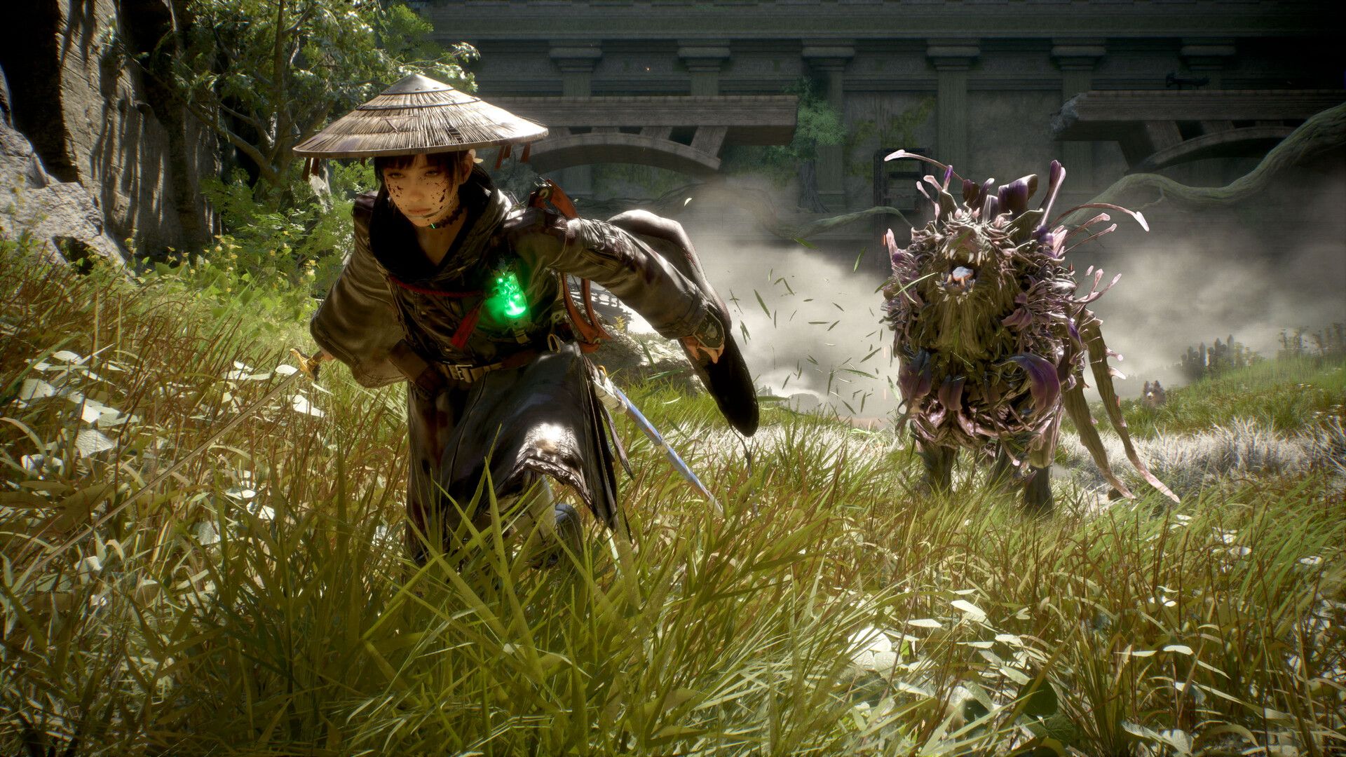 Official Beast of Reincarnation screenshot showing Emma in a ruined environment from the Steam page.