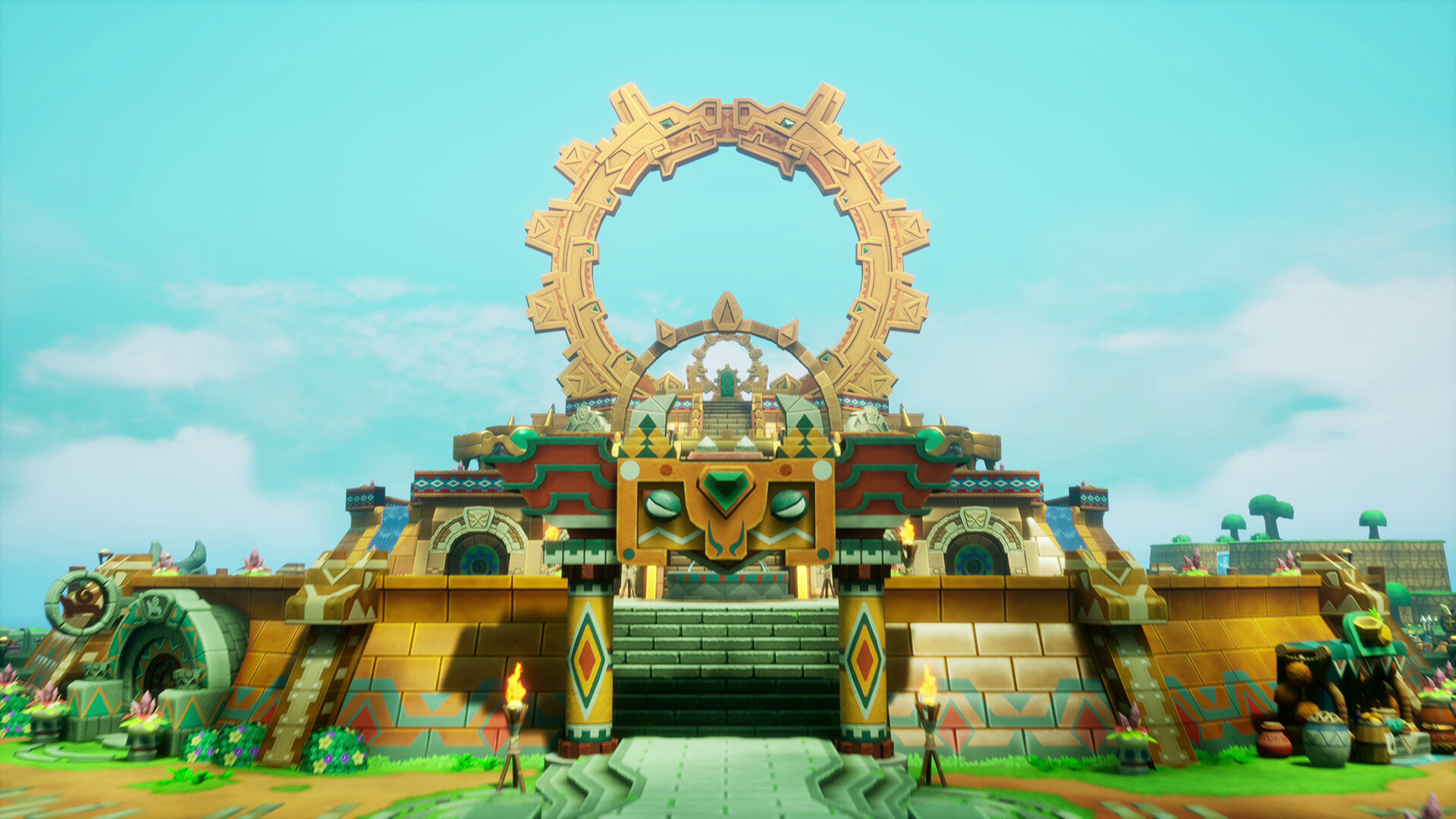 Official Fantasy Life i screenshot showing combat and exploration in the game's colorful open-world environment.