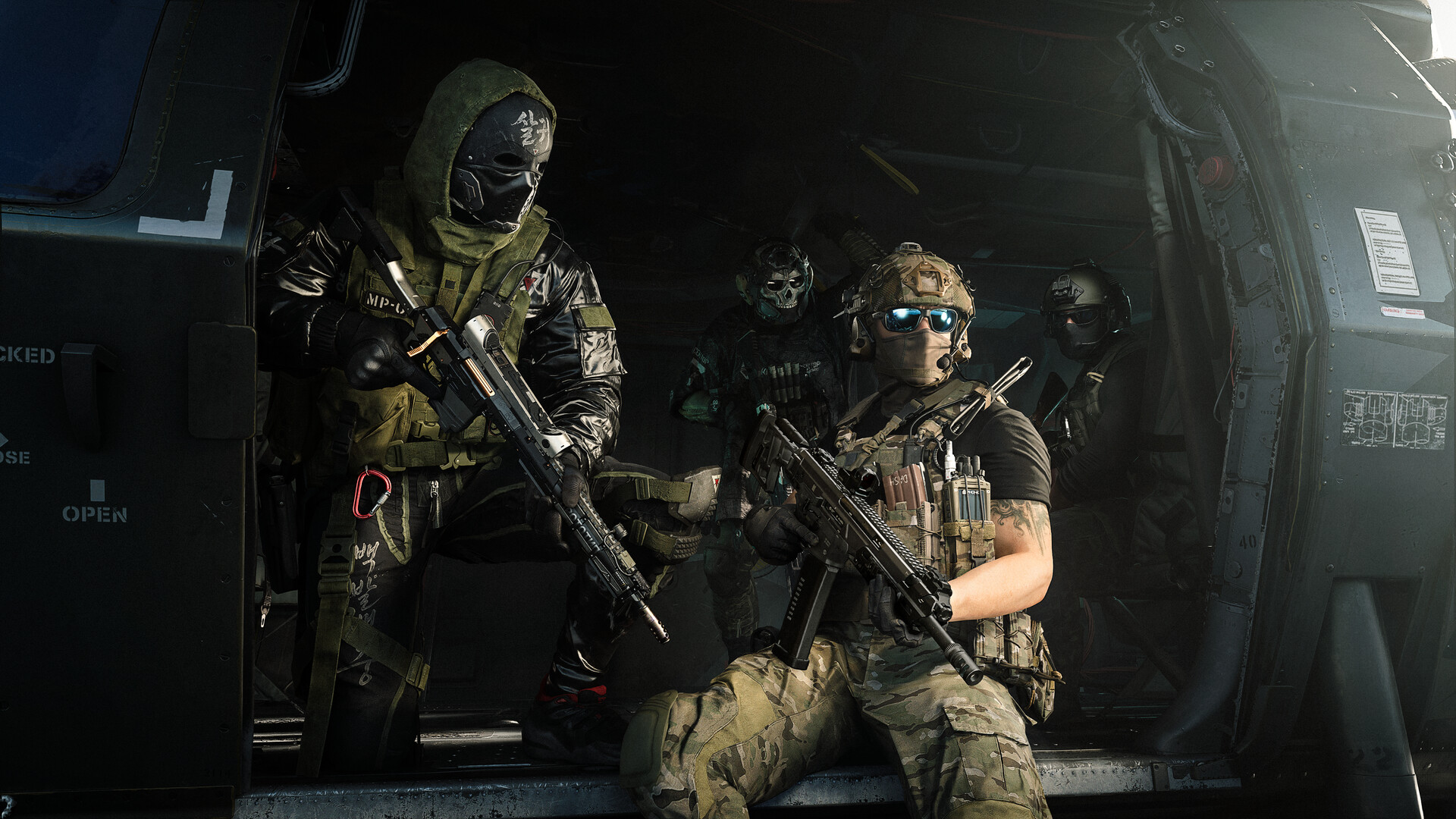 Official Modern Warfare 4 beta screenshot from Steam showing a close firefight with sparks and smoke.