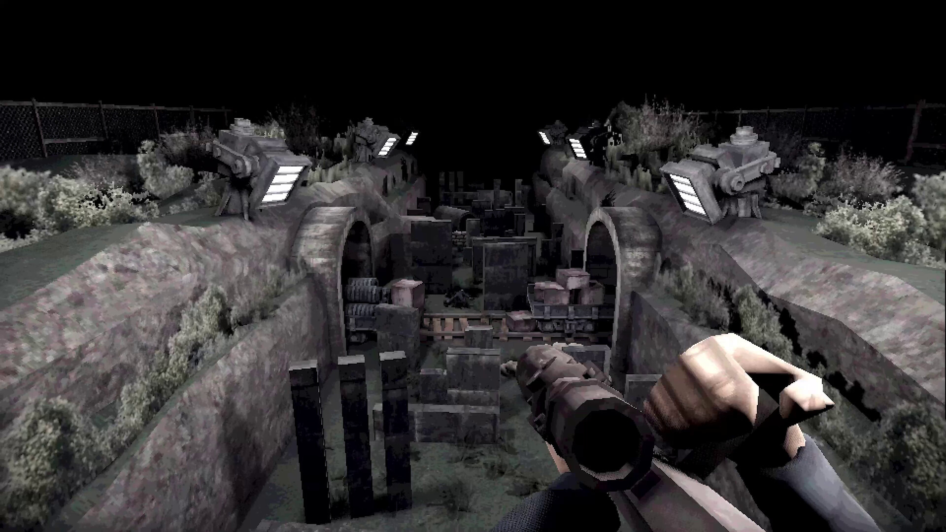 Official Machine Party screenshot showing players navigating a dangerous factory obstacle sequence with dark industrial lighting.