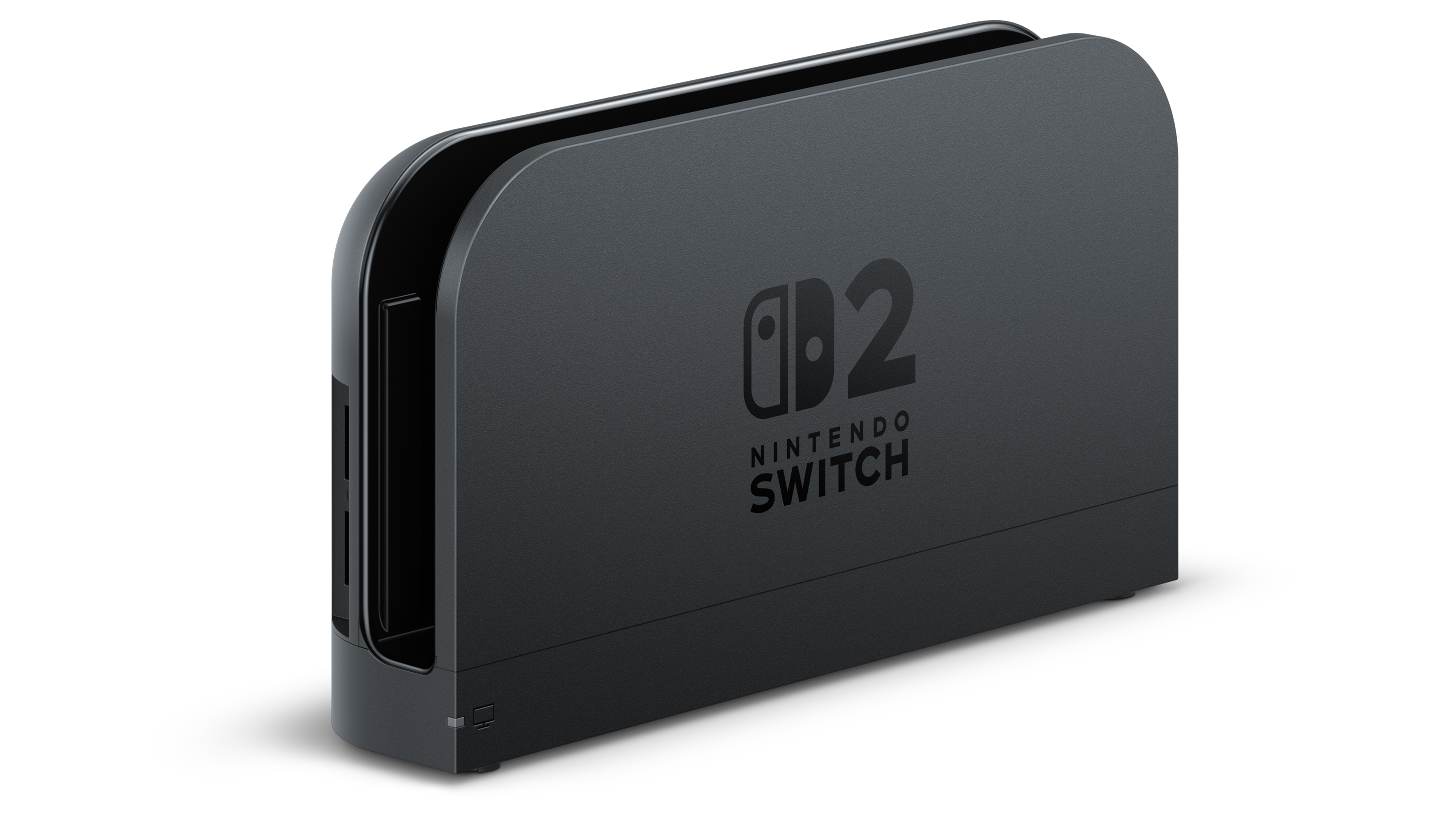 Official Nintendo technical image showing the Nintendo Switch 2 dock from the front.