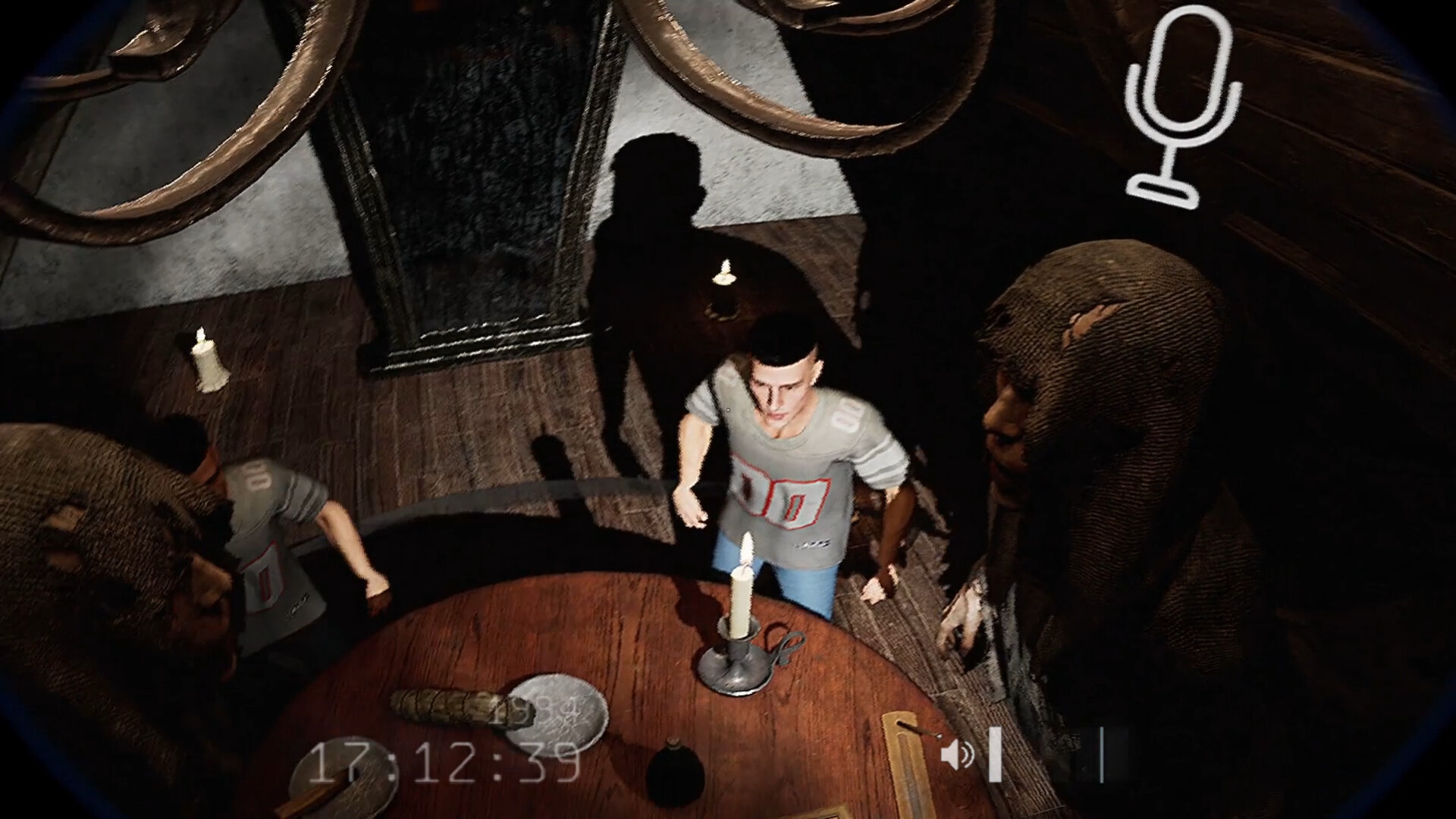 Official WE ARE SO DEAD screenshot showing players moving through the dark house while a ghostly threat approaches.