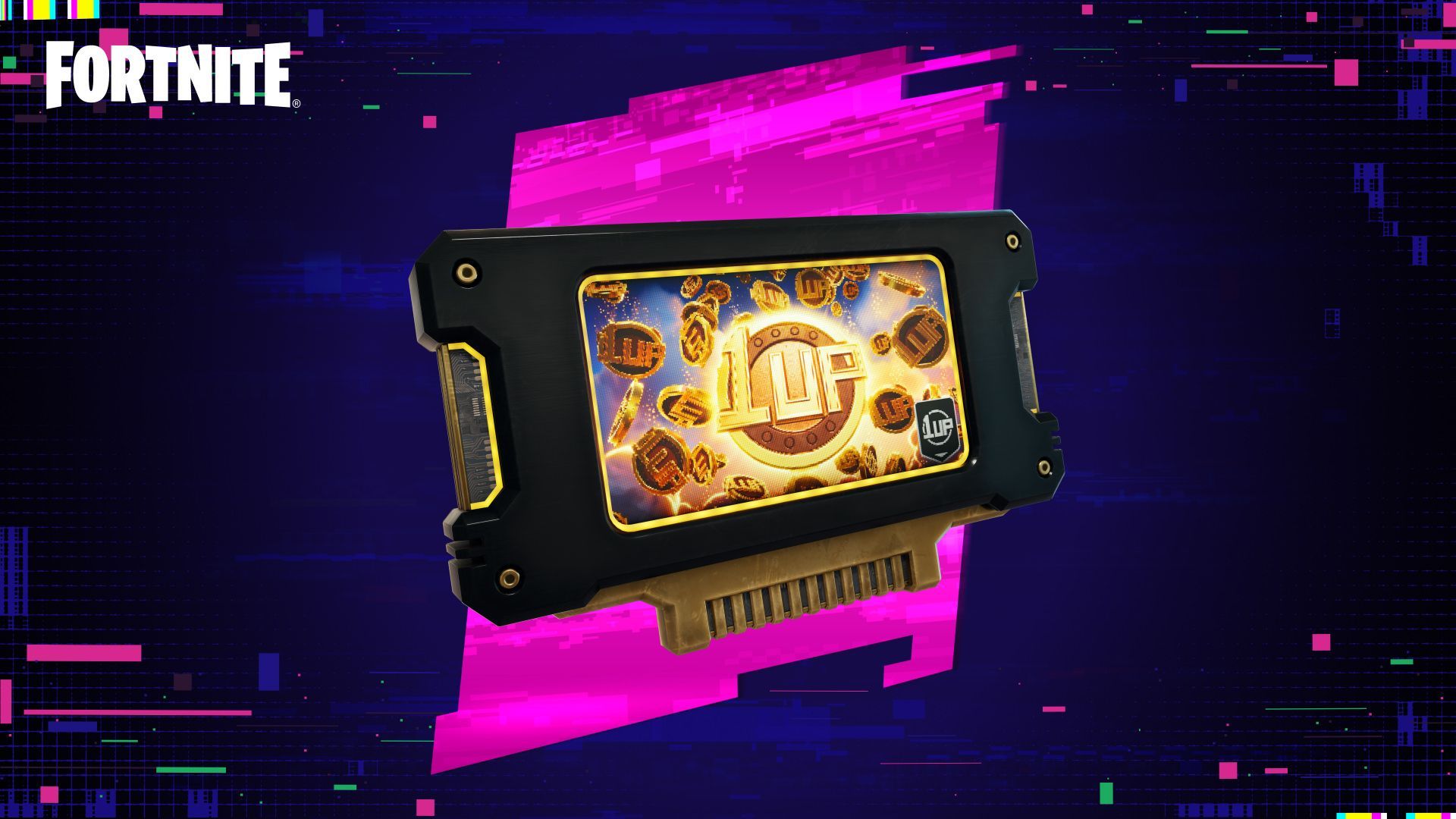 Official Fortnite Override item artwork from Epic showing an Override cartridge.