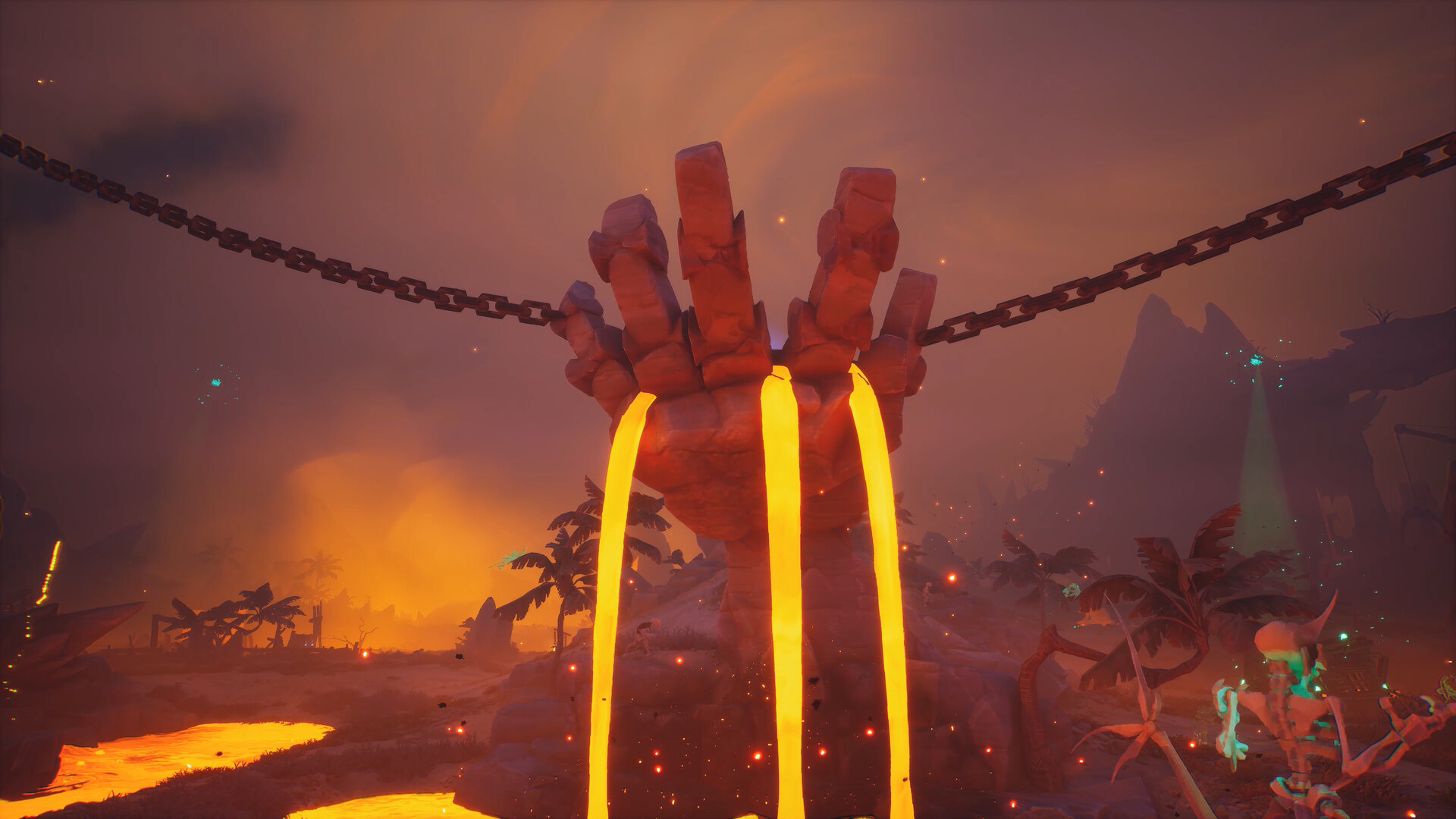 Official Far Far West screenshot showing a desert firefight with the game's stylized enemies and effects.
