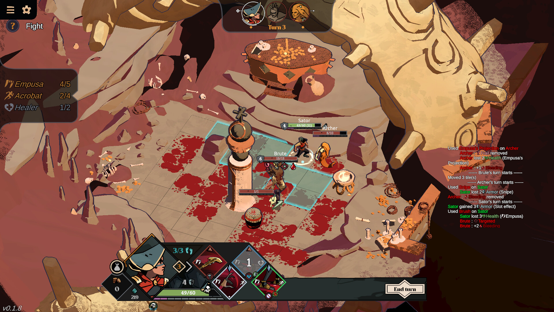 Official Deified screenshot showing the game’s illustrated fantasy combat presentation.