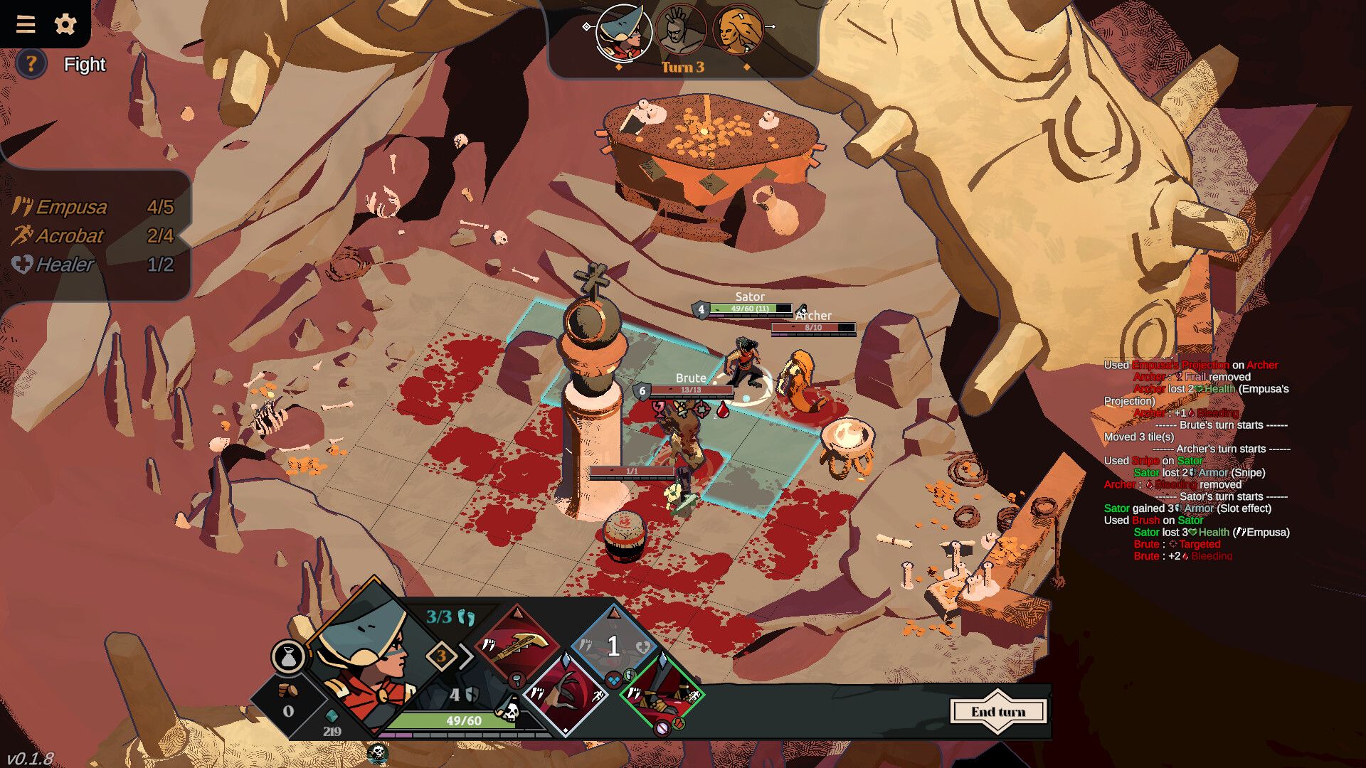 Official Deified screenshot showing the game’s illustrated fantasy combat presentation.