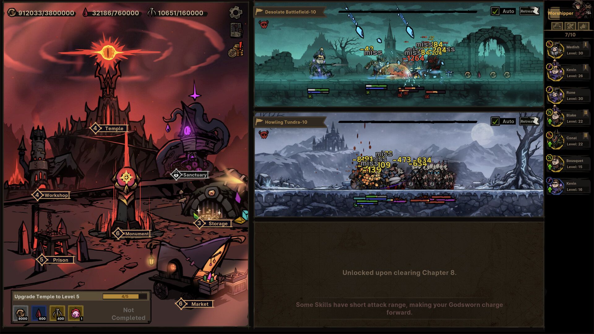 Official Path of Idle screenshot showing another combat and progression scene from the Steam launch build.