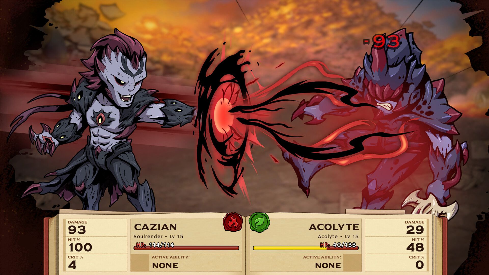 Official Ledgerbound screenshot showing another battle scene from the Steam page.