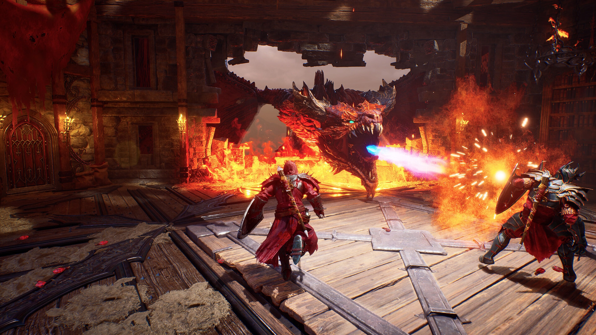 Official Steam screenshot from Crimson Moon showing the player character in another melee-heavy dark fantasy encounter.