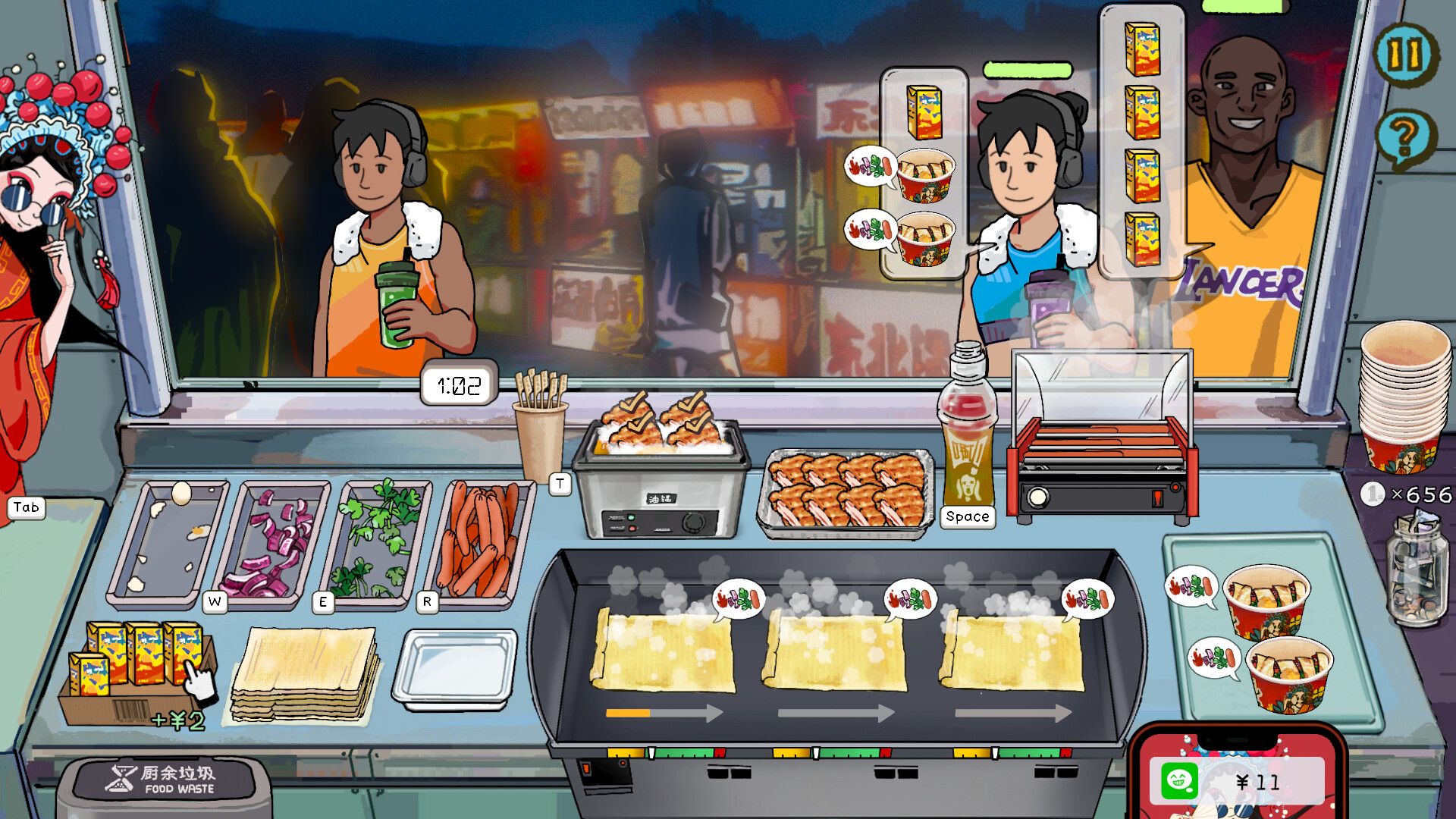 Official Chinese Street Food Legend screenshot showing another part of the game's cozy food-stall management and story presentation.