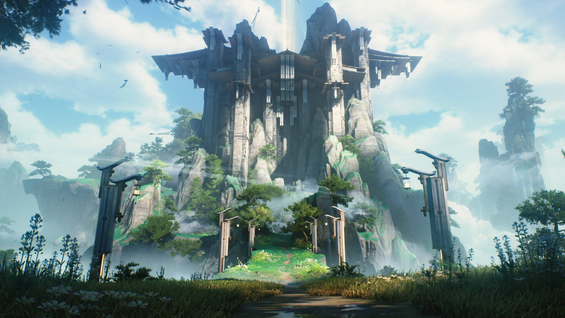 Official Wuthering Waves screenshot showing multiple characters and combat effects during an action sequence.