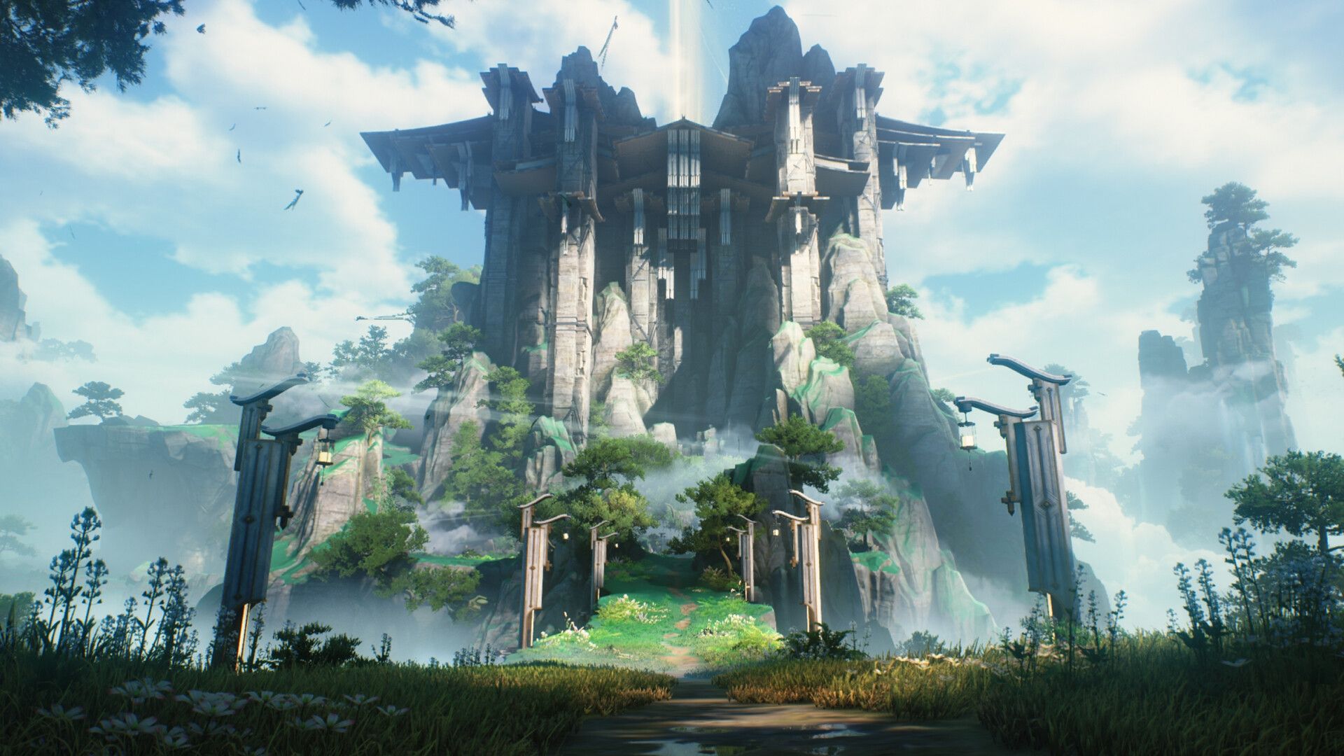 Official Wuthering Waves screenshot showing multiple characters and combat effects during an action sequence.