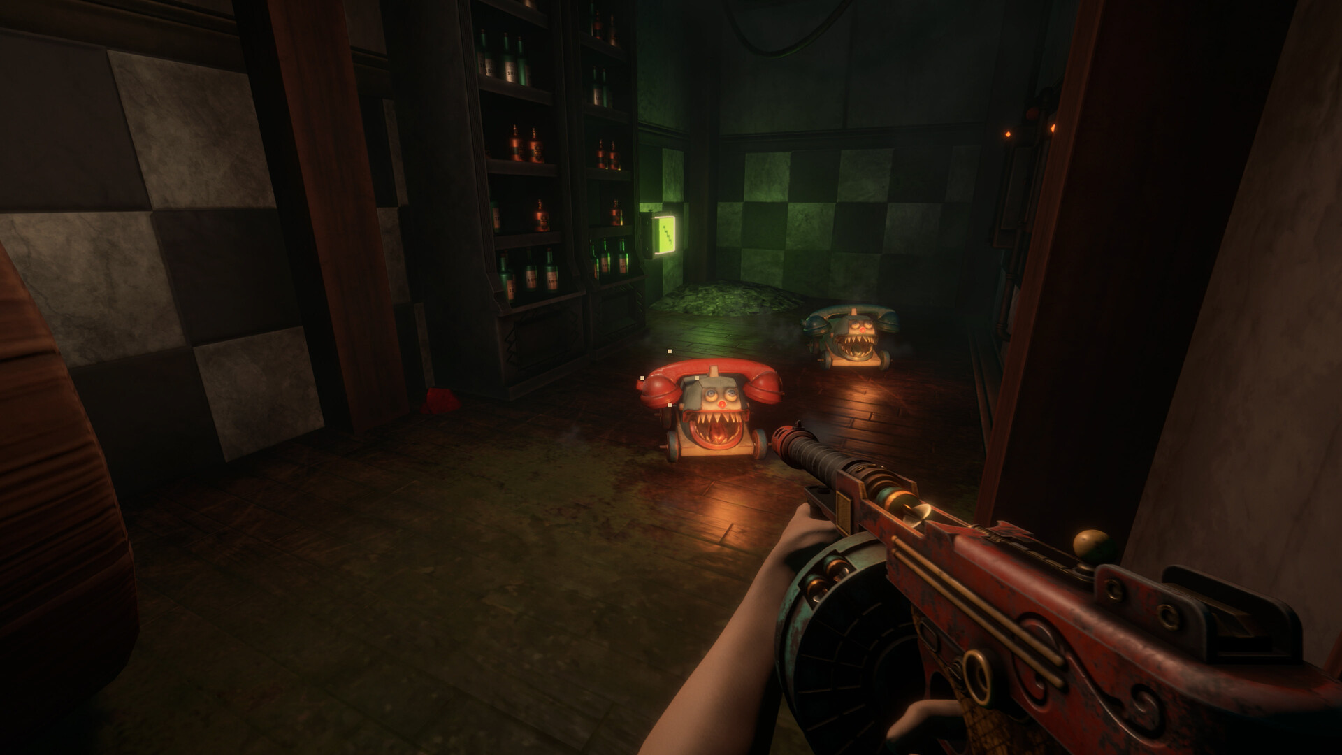 Official Twisted Tower Steam screenshot showing another combat scene from the carnival-horror shooter.
