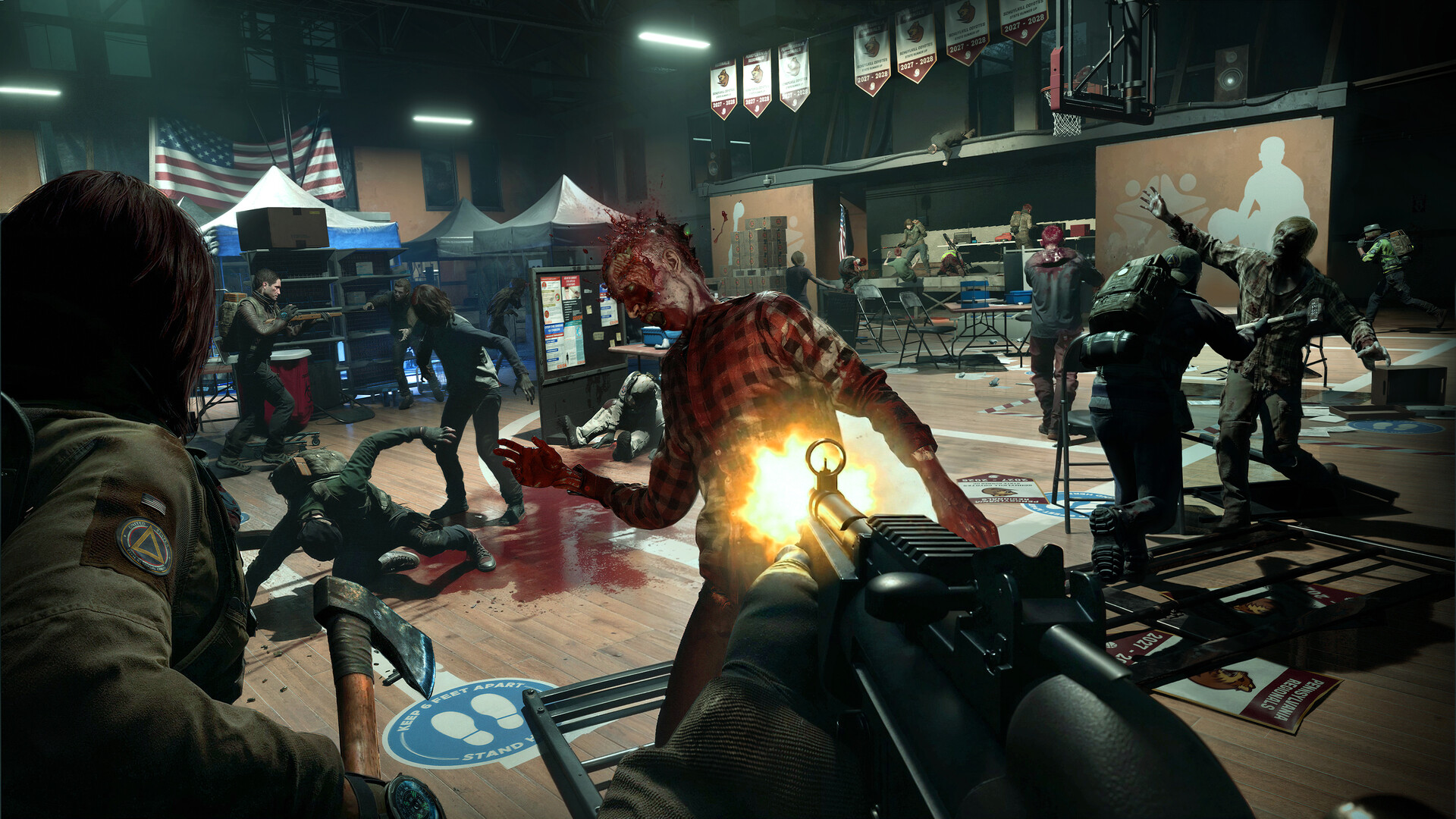 Official No More Room in Hell 2 screenshot showing a squad moving through another infected environment.