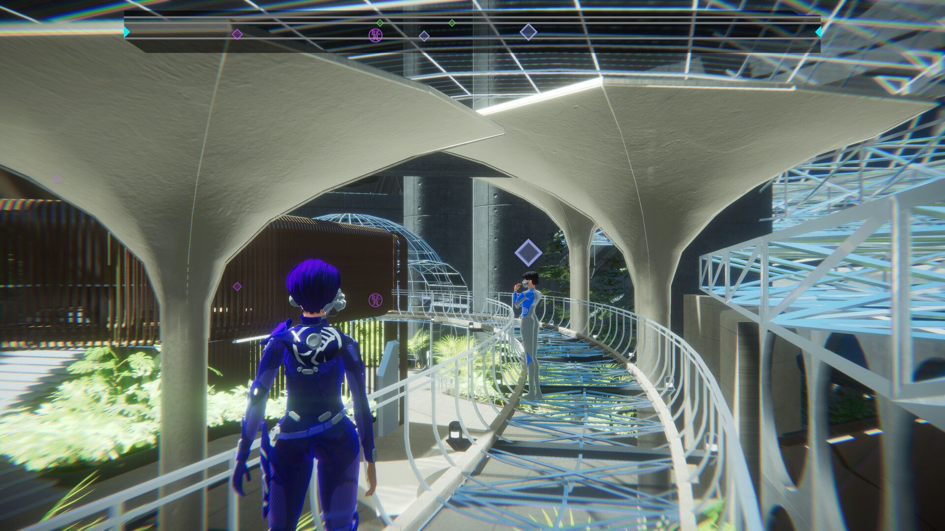 Official 1000xRESIST screenshot showing a character scene with dramatic lighting and the game's stylized sci-fi look.