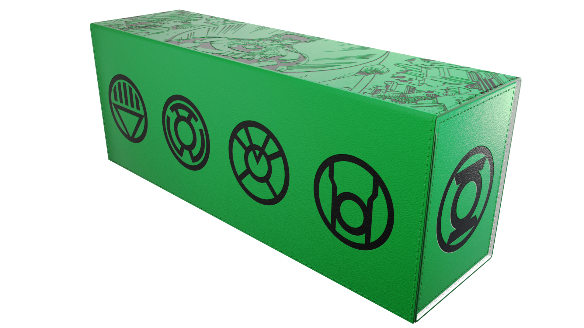 Official Cryptozoic image of the Green Lantern Edition Travel Box, a campaign accessory designed to hold sleeved cards.